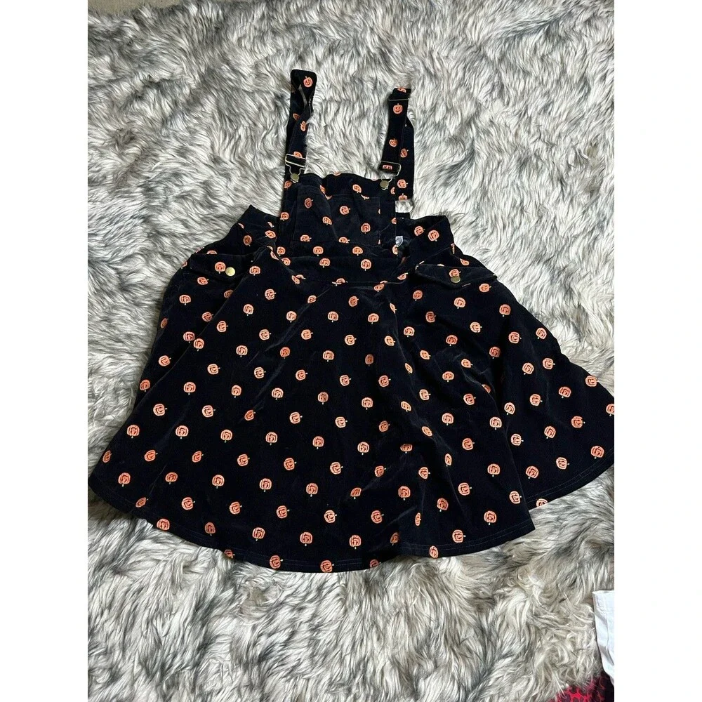 Unique Vintage Pumpkin Overalls Dress Women Sz XL